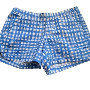 LILY PULITZER blue gingham big check shorts cotton spandex comfy elastic waist S